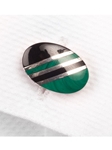 Robert Talbott Malachite Green Regimental Oval Sterling Cuff Link LC1258-03 - Fall 2015 Collection Cuff Links | Sam's Tailoring Fine Men's Clothing