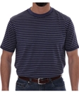 Robert Talbott Navy Stripe Turner Peached Jersey T-Shirt PK401-08 - Spring 2016 Collection Polo | Sam's Tailoring Fine Men's Clothing