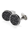 Black Stingray Bordered Round Cufflink | M-Clip New Cufflinks Collection 2016 | Sams Tailoring