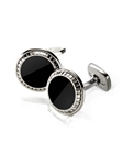 Black Enamel Carved Round Cufflink | M-Clip New Cufflinks Collection 2016 | Sams Tailoring