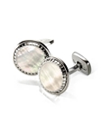 White Mother of Pearl Carved Round Cufflink | M-Clip New Cufflinks Collection 2016 | Sams Tailoring