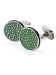 Dark Green Stingray Bordered Round Cufflink  | M-Clip  Cufflinks Collection 2016 | Sams Tailoring