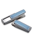 White & Blue Inlay Money Clip  | M-Clip New Money Clip | Sams Tailoring