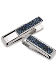 Rhodium with Blue Swarovski Crystals Money Clip  | M-Clip New Money Clip | Sams Tailoring