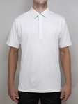 Ivory Melange "Weston" Solid Polo Shirt | Betenly Golf Polos Collection | Sam's Tailoring