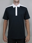 Black "Del Mar" Contrast Yoke Polo Shirt | Betenly Golf Polos Collection | Sam's Tailoring