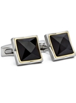 Silver Onyx Cuff Links | Hickey FreeMan Cufflinks | Sams Tailoring