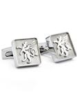 Silver Black Logo Cuff Links | Hickey FreeMan Cufflinks | Sams Tailoring