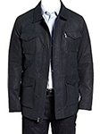 Navy Leather Oiled Nubuck Jacket | Robert Comstock Leather Jackets | Sam's Tailoring