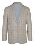 Grey/Tan Plaid Wool Silk Traveler Jacket | Hickey FreeMan Spring Collection 2017 | Sams Tailoring