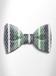 White, Black Green Striped Silk Bow Tie  | Italo Ferretti Spring Summer Collection | Sam's Tailoring