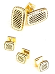 Gold Rectangular Honey Comb LCS100-02 - Robert Talbott Cufflinks | Sam's Tailoring Fine Men's Clothing