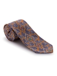 Blue and Camel Bombay Jacquard Floral Seven Fold Tie | Seven Fold Fall Ties Collection | Sam's Tailoring Fine Men Clothing