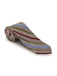 Burgundy, Green and Sky Stripe Seven Fold Tie | 7 Fold Ties Collection | Sam's Tailoring Fine Men Clothing