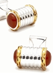 IKE Behar Red Jasper Capped Scroll Cufflinks IB-4-GL - Cufflinks | Sam's Tailoring Fine Men's Clothing