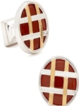 IKE Behar Two Tone Strapped Red Jasper Cufflinks IB-22-GL - Cufflinks | Sam's Tailoring Fine Men's Clothing