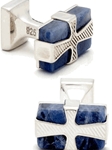 IKE Behar Sodalite Cross Cufflinks IB-25-GL - Cufflinks | Sam's Tailoring Fine Men's Clothing