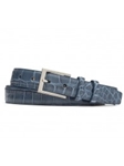 Blue Embossed Crocodile With Shiny Nickle Buckle Belt | W.Kleinberg Belts Collection | Sam's Tailoring