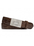 Cognac Embossed Crocodile With Plaque Buckle Belt | W.Kleinberg Belts Collection | Sam's Tailoring