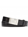Black Embossed Crocodile With Plaque Buckle Belt | W.Kleinberg Belts Collection | Sam's Tailoring