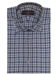 Sky, Brown and Navy Twill Plaid Crespi IV Sport Shirt | Robert Talbott Sport Shirts Collection  | Sam's Tailoring Fine Men Clothing