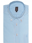 White & Turquoise Stripe Estate EB1/OP/MC Dress Shirt | Robert Talbott Dress Shirts Collection | Sam's Tailoring Fine Men Clothing
