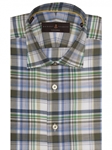 Green & Blue Twill Plaid Crespi IV Sport Shirt | Sport Shirts Collection | Sams Tailoring Fine Men Clothing