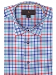 Blue, Teal, Red and White Twill Plaid Classic Sport Shirt | Sport Shirts Collection | Sams Tailoring Fine Men Clothing