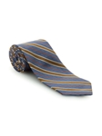 Blue Grey with Orange & Yellow Stripe RT Studio Tie | Robert Talbott Ties | Sam's Tailoring Fine Men Clothing