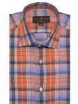 Orange and Blue Plaid Crespi IV Tailored Sport Shirt | Robert Talbott Fall Sport Shirts Collection  | Sam's Tailoring Fine Men Clothing