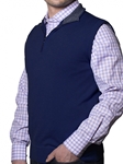 Robert talbott Solid Navy Mason 1/4 Zip Knit Vest PS746-01| Sam's Tailoring Fine Men's Clothing