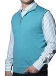 Robert talbott Solid Sea Green Mason 1/4 Zip Knit Vest PS746-05| Sam's Tailoring Fine Men's Clothing