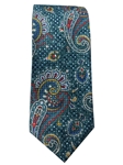 Robert Talbott Teal With White,Yellow and Red Paisley Pattern 7 Fold Sudbury Tie 321123-26|Sam's Tailoring Fine Men's Clothing