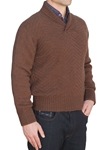 Robert Talbott Oatmeal SEACLIFF II-SHAWL COLLAR Chevron pattern Sweater LS721-01|Sam's Tailoring Fine Men's Clothing
