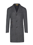 Charcoal Twill Double Faced Half Lined Wool Overcoat | Hickey Freeman OverCoat Collection | Sam's Tailoring Fine Men Clothing