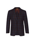 Navvy/Burgundy Plaid Mouline Twist Unlined Jacket | Hickey Freeman Jackets Collection | Sam's Tailoring Fine Men Clothing