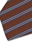 Sky & Black Stripe On Brown Sartorial Silk Tie | Italo Ferretti Spring Summer Collection | Sam's Tailoring