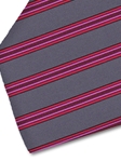 Pink & Black Stripe On Grey Sartorial Silk Tie | Italo Ferretti Spring Summer Collection | Sam's Tailoring