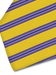Sky Blue & Black Stripe On Yellow Sartorial Silk Tie | Italo Ferretti Spring Summer Collection | Sam's Tailoring