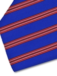 Pink & Red Stripe On Blue Sartorial Silk Tie | Italo Ferretti Spring Summer Collection | Sam's Tailoring