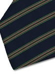 Green & Tan Stripe on Navy Sartorial Silk Tie | Italo Ferretti Fine Ties Collection | Sam's Tailoring