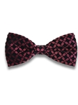 Bordeaux With Black Velvet Squares Pattern Bow Tie | Bow Ties Collection | Sam's Tailoring Fine Men Clothing