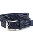 Navy Italian Woven Stretch Leather Belt | Torino leather New Belts | Sam's Tailoring Fine Men Clothing