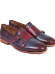 Navy & Bordeaux Double Monkstrap Men 's Shoe | Handmade Monk Straps Shoes | Sam's Tailoring Fine Men Clothing