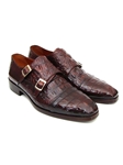 Bordeaux & Brown Double Monkstraps Men's Shoe | Handmade Monk Straps Shoes | Sam's Tailoring Fine Men Clothing