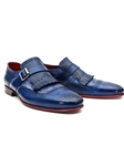 Dual Tone Blue Single Monkstrap Men's Shoe | Handmade Monk Straps Shoes | Sam's Tailoring Fine Men Clothing