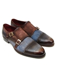 Antique Brown & Blue Suede Monkstraps Shoe | Handmade Monk Straps Shoes | Sam's Tailoring Fine Men Clothing