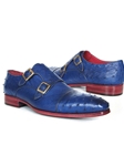 Sax Blue Genuine Ostrich Monkstraps Shoe | Handmade Monk Straps Shoes | Sam's Tailoring Fine Men Clothing