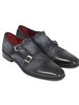 Navy Suede Captoe Double Monkstraps Shoe | Handmade Monk Straps Shoes | Sam's Tailoring Fine Men Clothing