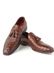 Brown Crocodile Embossed Calfskin Tassel Loafer | handmade Men Loafers | Sam's Tailoring Fine Men's Clothing